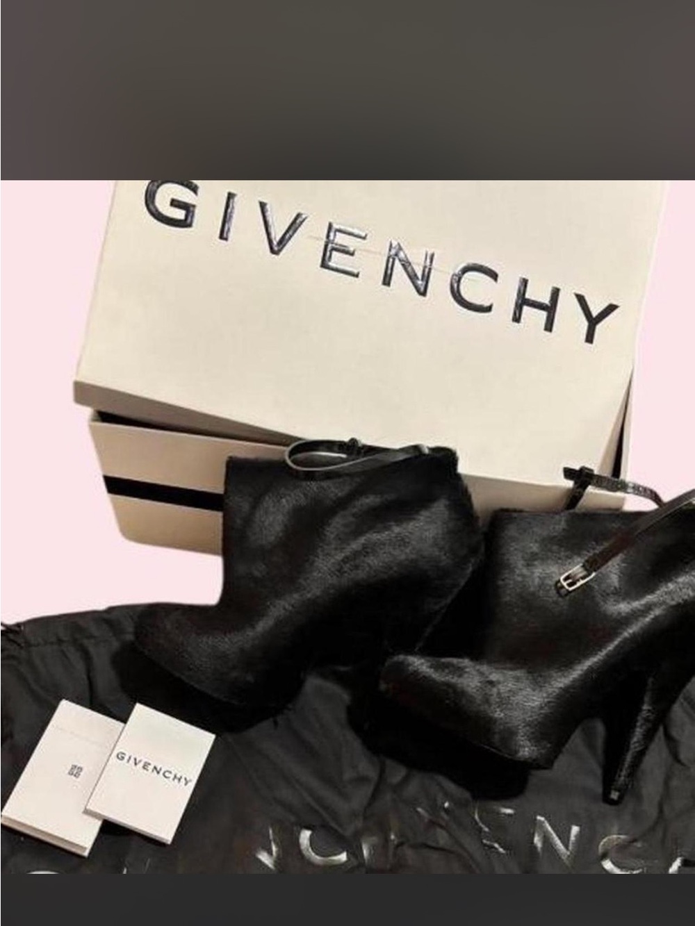 Givenchy Black High-Heel Ankle Booties with Buckle Strap